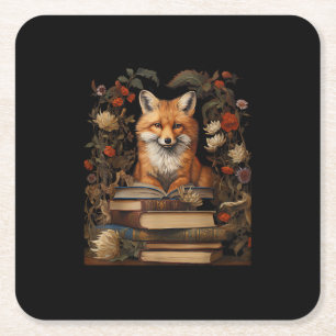 Cottagecore Aesthetic Book Lover Goblincore Retro Square Paper Coaster