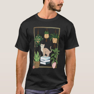 Cottagecore Aesthetic Cat Plant and Book Lover Int T-Shirt