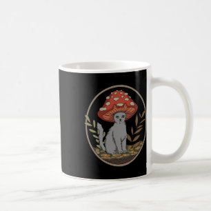 Cottagecore Aesthetic Cat With Mushroom Hat  Coffee Mug
