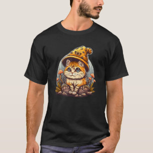 Cottagecore Aesthetic Cats Cat Mushroom Hat T-Shirt