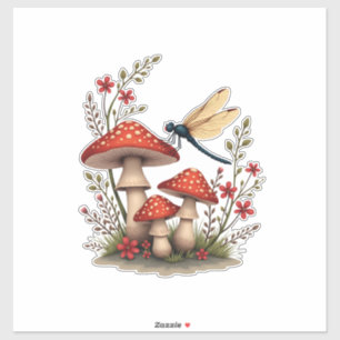 Cottagecore Aesthetic Dragonfly Mushroom Witchy Fl
