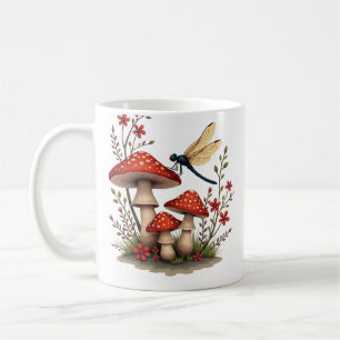 Cottagecore Aesthetic Dragonfly Mushroom Witchy Fl Coffee Mug
