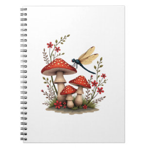 Cottagecore Aesthetic Dragonfly Mushroom Witchy Fl Notebook