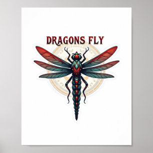 Cottagecore Aesthetic Dragonfly Mushroom Witchy Fl Poster