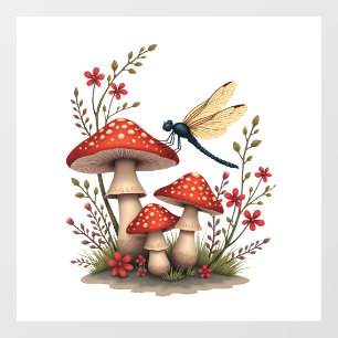 Cottagecore Aesthetic Dragonfly Mushroom Witchy Fl Window Cling