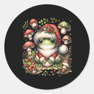 Cottagecore Aesthetic Frog Christmas Mushroom Men Classic Round Sticker