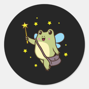 Cottagecore Aesthetic Frog Fairy Classic Round Sticker