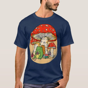 Cottagecore Aesthetic Frog Knitting With Mushroom T-Shirt