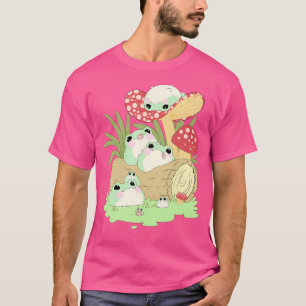 Cottagecore Aesthetic Frog Lying On Mushroom Cute  T-Shirt