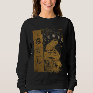 Cottagecore Aesthetic Frog Mushroom Moon Soft Grun Sweatshirt