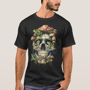 Cottagecore Aesthetic Frog Mushroom Skull T-Shirt