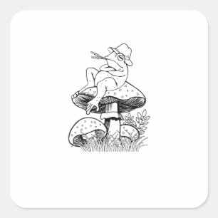 Cottagecore Aesthetic Frog On A Mushroom Goblincor Square Sticker