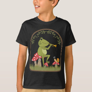 Cottagecore Aesthetic Frog Playing Trumpet Toad Mu T-Shirt