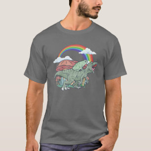 Cottagecore Aesthetic Frog Riding A Rex Dinosaur T-Shirt