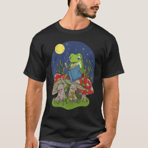 Cottagecore Aesthetic Frog Vintage Reading Book On T-Shirt