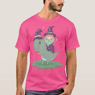 Cottagecore Aesthetic Frog Wizard Riding A Dinosau T-Shirt