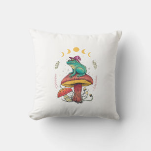 Cottagecore Aesthetic Goblincore Frog Wizard On Mu Cushion