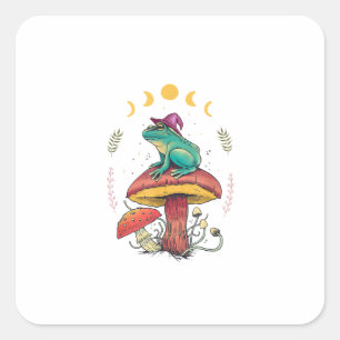 Cottagecore Aesthetic Goblincore Frog Wizard On Mu Square Sticker