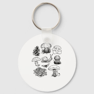 Cottagecore Aesthetic Goblincore Mushroom Snail Key Ring