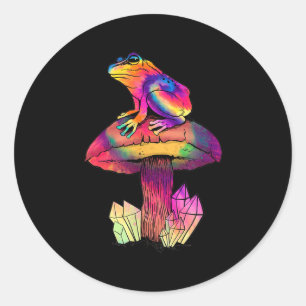 Cottagecore Aesthetic Kawaii Dabbing Frog Mushroom Classic Round Sticker