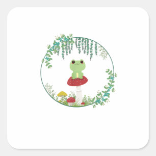 Cottagecore Aesthetic Kawaii Frog Goblincore Cute Square Sticker