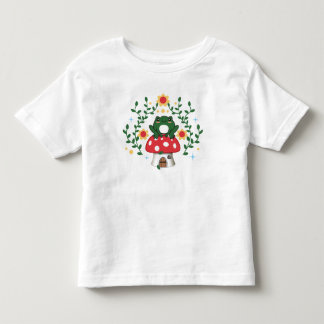 Cottagecore Aesthetic Kawaii Frog on Mushroom Cott Toddler T-Shirt