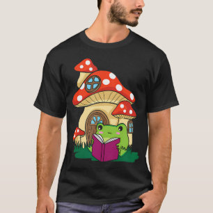 Cottagecore Aesthetic Kawaii Frog Reading A Book M T-Shirt