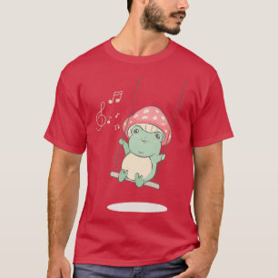Cottagecore Aesthetic Kawaii Frog Sakura Cherry Bl T-Shirt