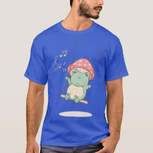 Cottagecore Aesthetic Kawaii Frog Sakura Cherry Bl T-Shirt