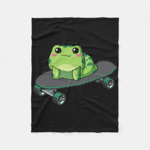 Cottagecore Aesthetic Kawaii Skateboarding Frog Sk Fleece Blanket