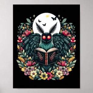 Cottagecore Aesthetic Mothman Book Lover Camping Poster