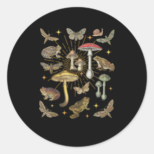Cottagecore Aesthetic Mushroom Frog Butterfly Gobl Classic Round Sticker