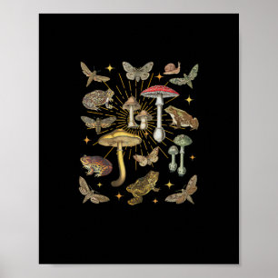Cottagecore Aesthetic Mushroom Frog Butterfly Gobl Poster