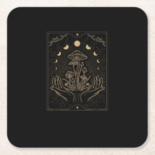 Cottagecore Aesthetic Mushroom Goblincore Fungi My Square Paper Coaster