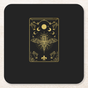 Cottagecore Aesthetic Mushroom Moth Goblincore Aca Square Paper Coaster