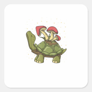Cottagecore Aesthetic Mushroom Turtle Tortoise Gob Square Sticker