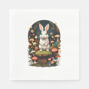 Cottagecore Aesthetic Rabbit Floral Fairycore Fung Napkin