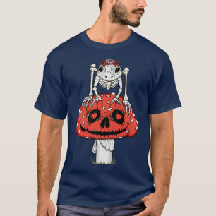 Cottagecore Aesthetic Skeleton Frog Mushroom Goth  T-Shirt