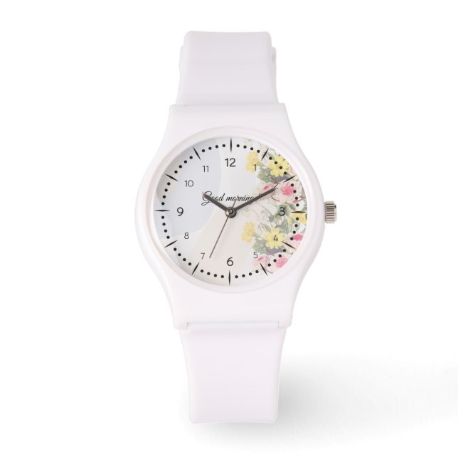 Cottagecore Aesthetic Soft Botanical Art Watch (Front)
