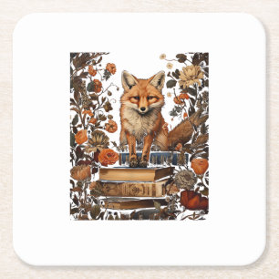 Cottagecore Aesthetic With Book Cute Goblincore Mi Square Paper Coaster