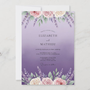 Cottagecore Amethyst Wisteria Wedding Invitation
