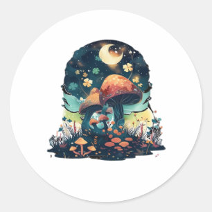 Cottagecore And Aesthetic Goblincore Mushroom Fair Classic Round Sticker