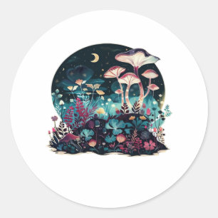 Cottagecore And Aesthetic Goblincore Mushroom Fair Classic Round Sticker