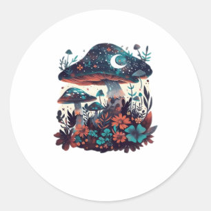 Cottagecore And Aesthetic Goblincore Mushroom Fair Classic Round Sticker