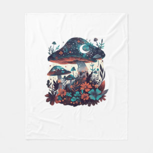 Cottagecore And Aesthetic Goblincore Mushroom Fair Fleece Blanket