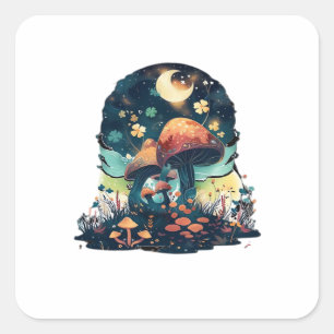 Cottagecore And Aesthetic Goblincore Mushroom Fair Square Sticker