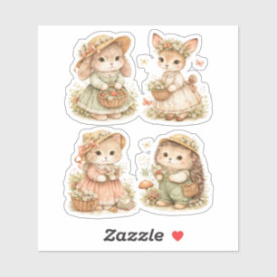 Cottagecore Animals Custom-Cut Vinyl Sticker