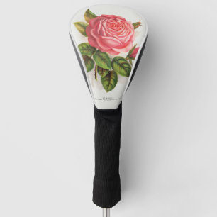 Cottagecore Antique Pink Rose Floral Illustration Golf Head Cover