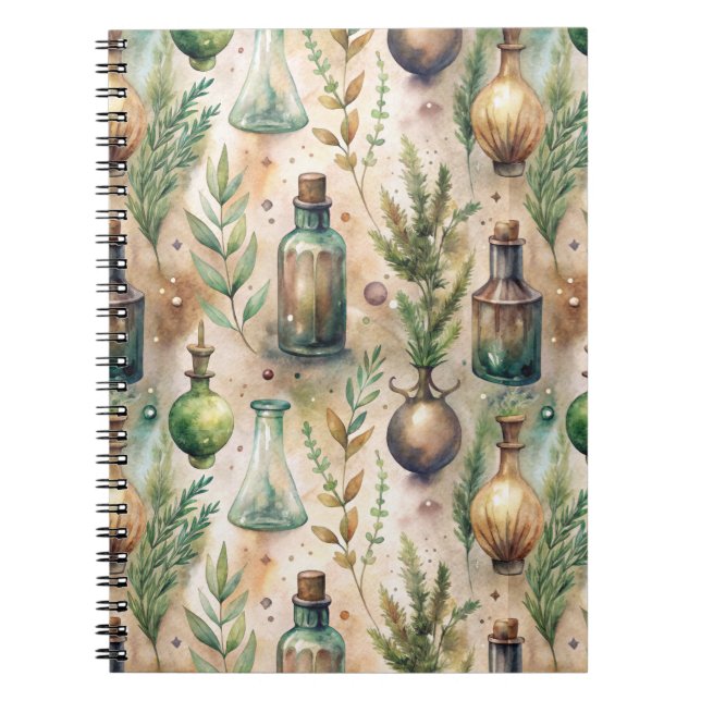 Cottagecore Apothecary Bottles Botanical Notebook (Front)