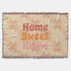 Cottagecore Autumn Floral Patchwork Quilt Pattern Throw Blanket
